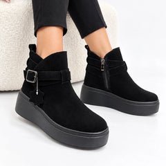 Ghete piele intoarsa Lahey Black