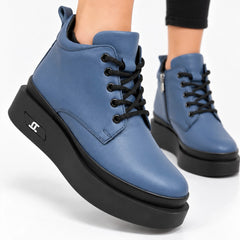 Ghete piele naturala Camora JeansBlue