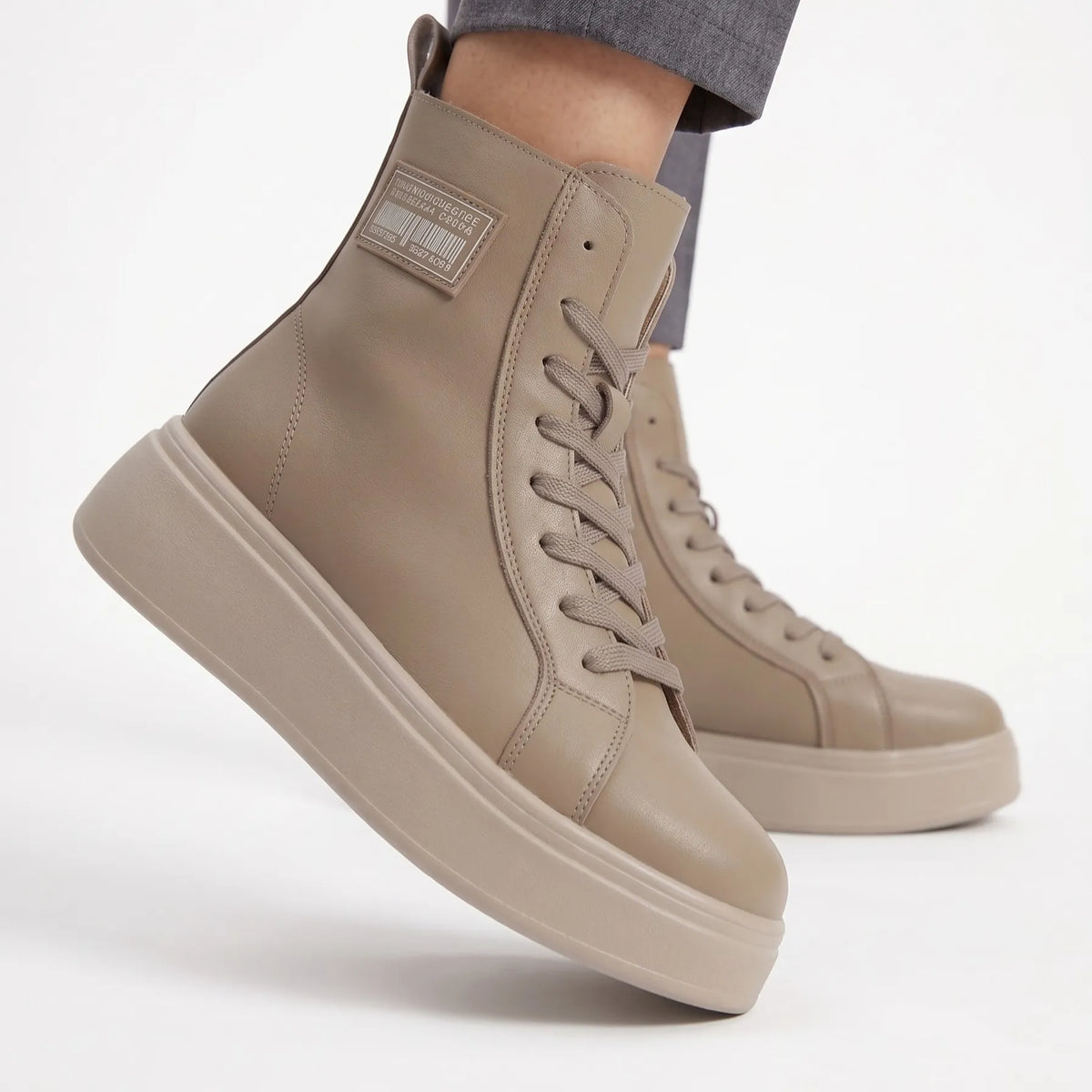 Ghete piele naturala Lille Beige
