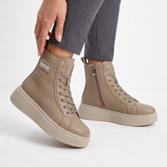 Ghete piele naturala Lille Beige