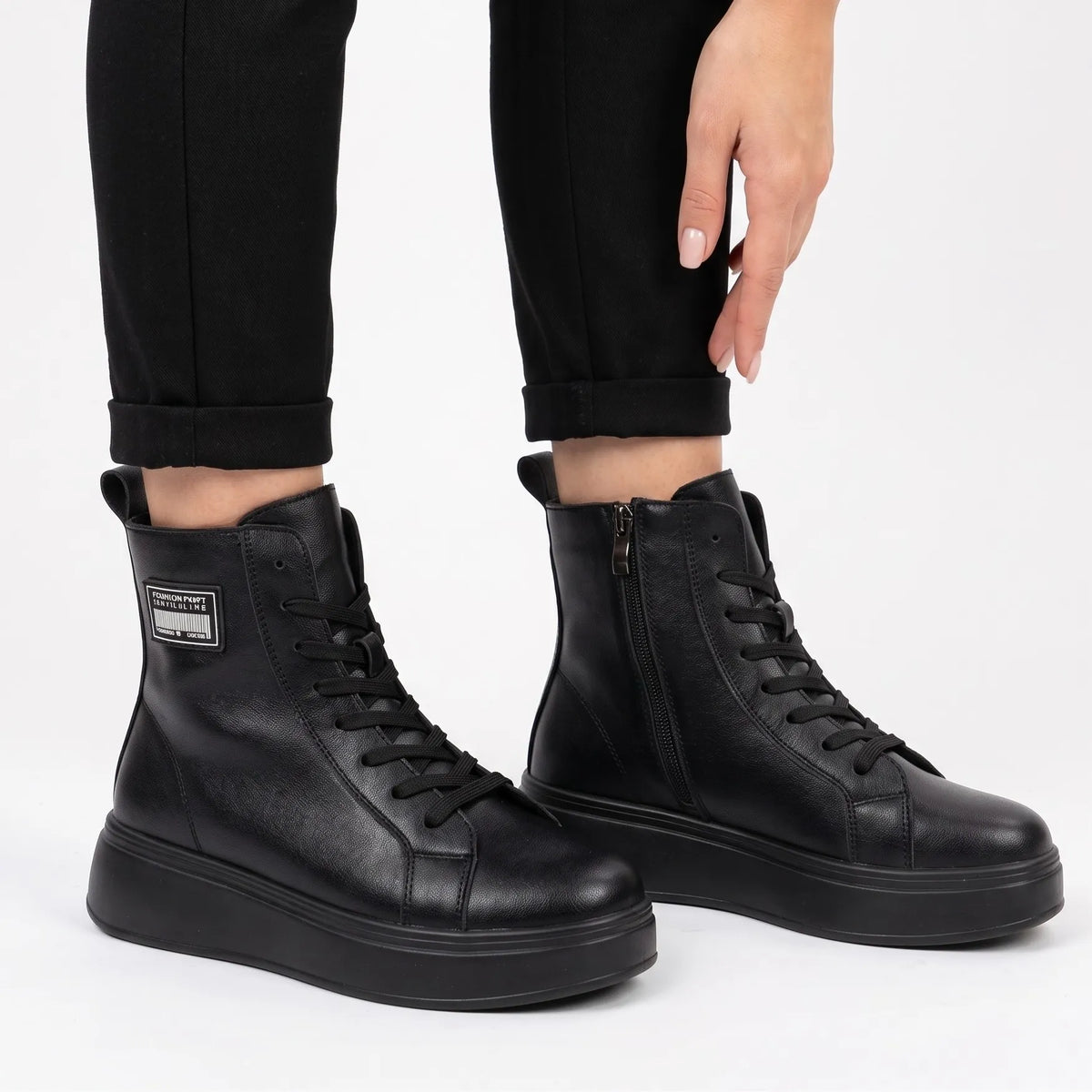 Ghete piele naturala Lille Black