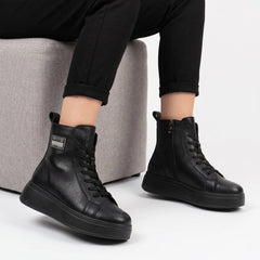 Ghete piele naturala Lille Black