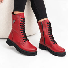 Ghete piele naturala Rennes Red