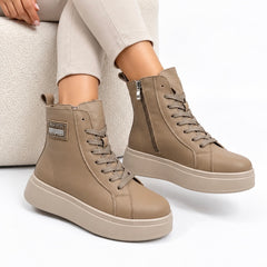 Ghete piele naturala Lille Beige