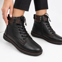 Ghete piele naturala Alanya Black/Brown