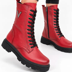 Ghete piele naturala Rennes Red