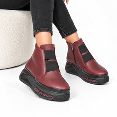 Ghete piele naturala Stockholm Bordo