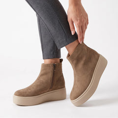 Ghete piele intoarsa Marsilia Beige Inchis