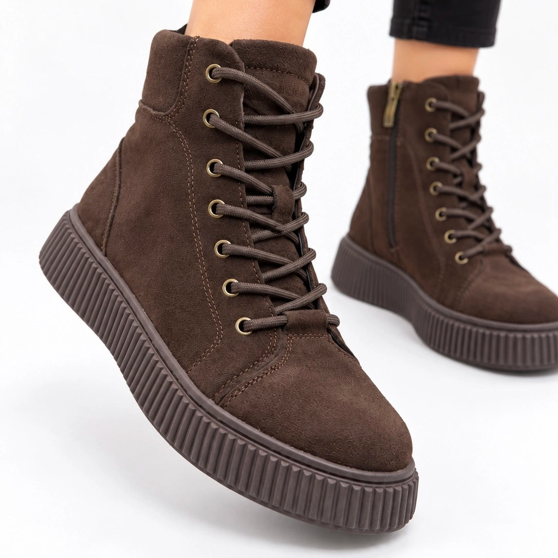 Ghete piele naturala intoarsa Leiden Brown