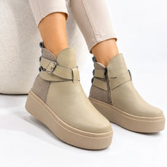 Ghete piele intoarsa Lahey Khaki