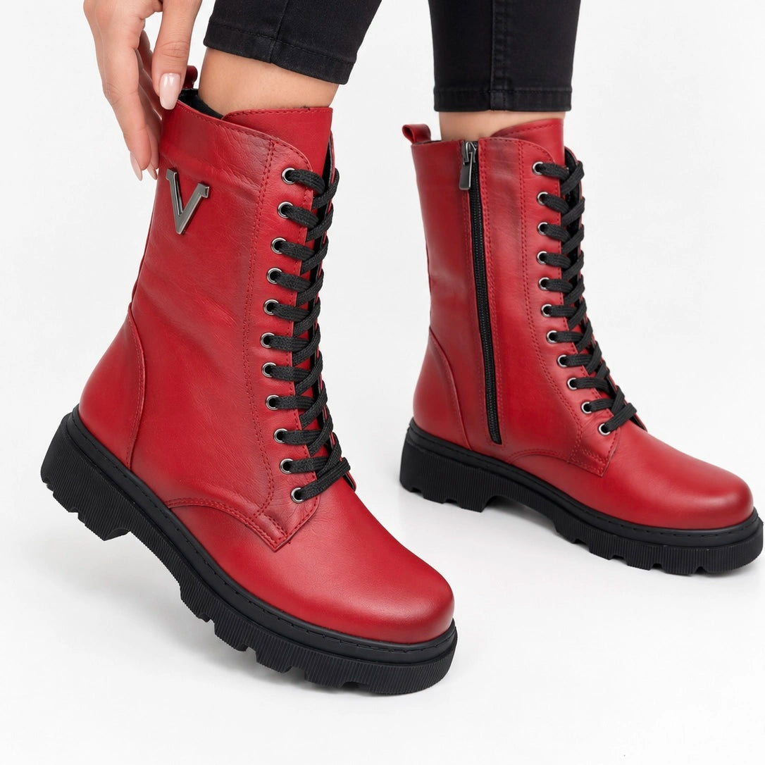 Ghete piele naturala Rennes Red