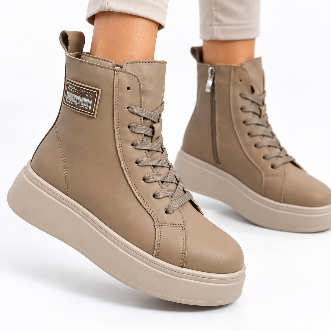 Ghete piele naturala Lille Beige
