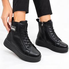 Ghete piele naturala Lille Black