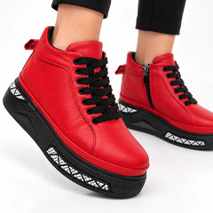 Ghete piele naturala Dare Red