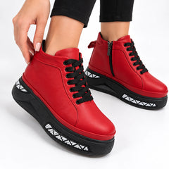 Ghete piele naturala Dare Red
