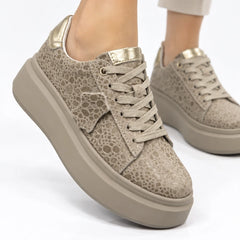 Pantofi piele naturala Lyon Beige Leopard