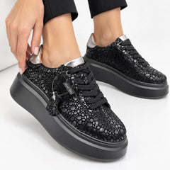 Pantofi piele naturala Lyon Black Leopard