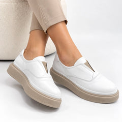 Pantofi Piele Naturala Constanta White