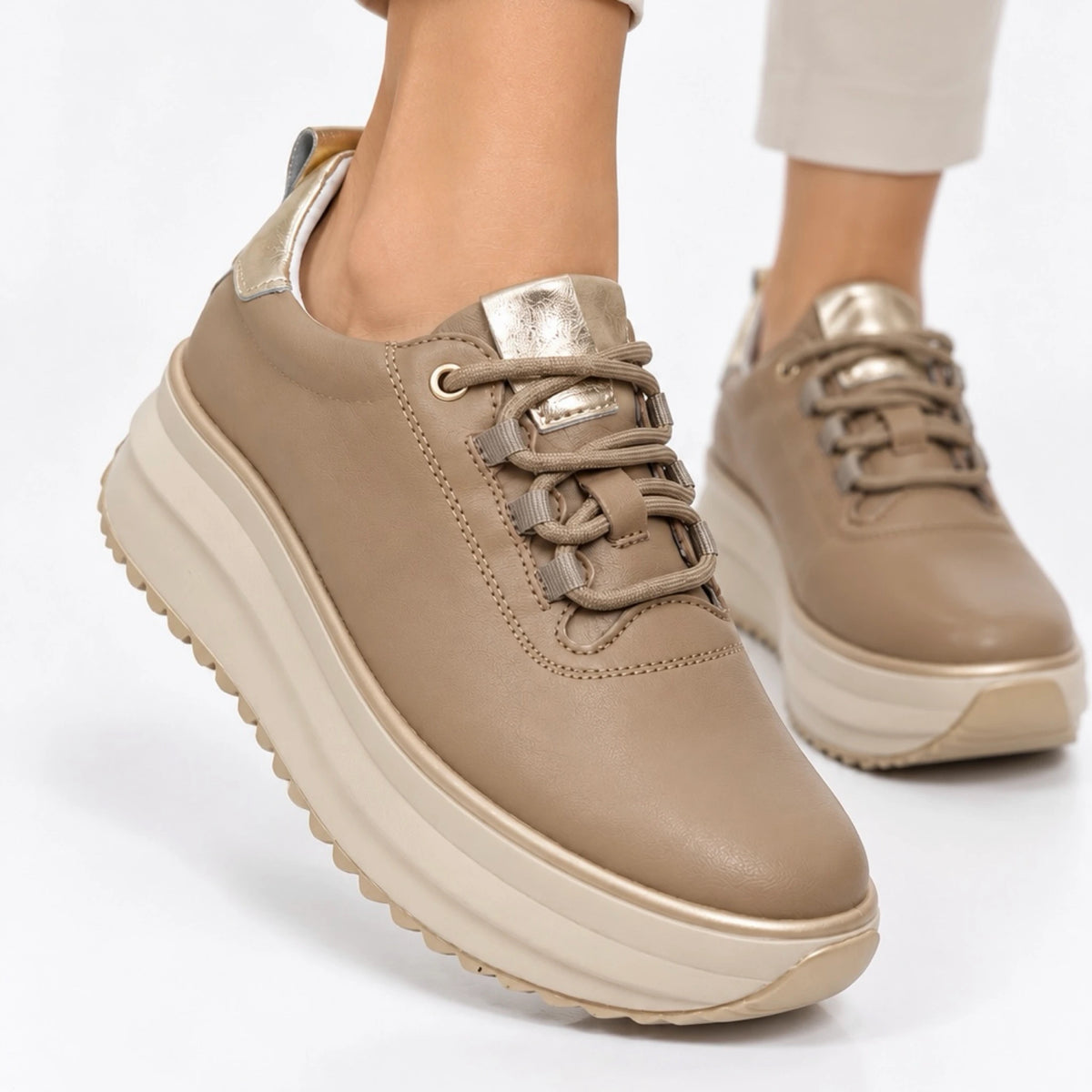 Pantofi piele naturala Paris Beige Inchis