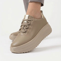 Pantofi piele naturala Paris Beige Inchis