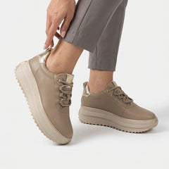 Pantofi piele naturala Paris Beige Inchis