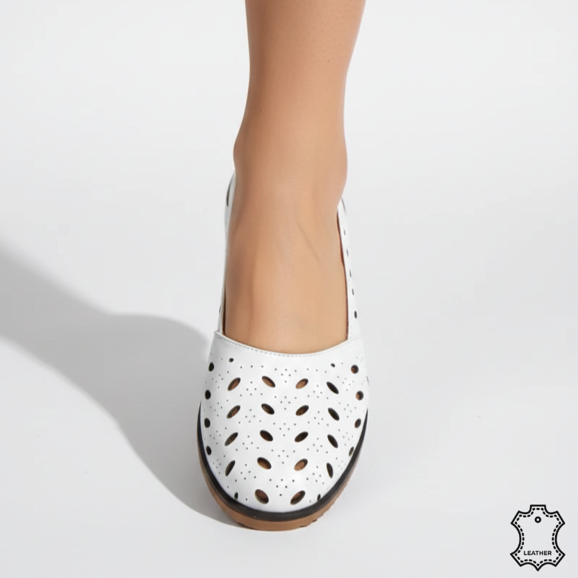 Pantofi casual albi fără toc pentru femei