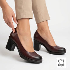 Pantofi cu toc piele naturala Istanbul Bordo