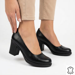 Pantofi cu toc piele naturala Istanbul Black