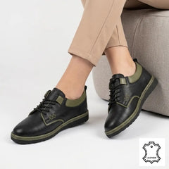 Pantofi piele naturala Antalya Black/Green