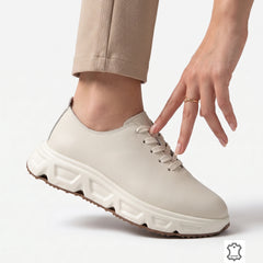 Pantofi piele naturala Can Beige