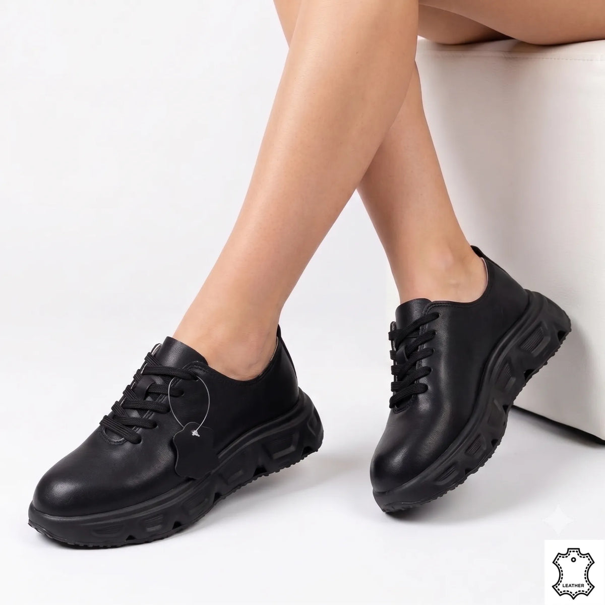 Pantofi piele naturala Can Black