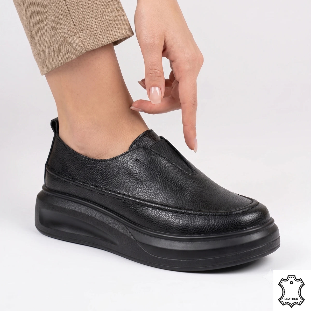 Pantofi Casual Piele Naturala Mira Black