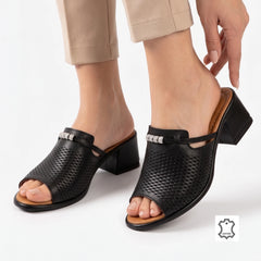 Papuci piele naturala Viva3 Black
