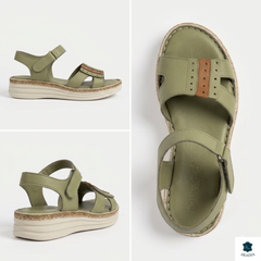 Sandale casual piele naturală nuanță verde