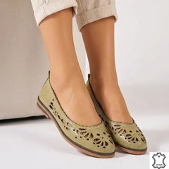 Women's genuine leather ballerinas Amarilla 2 Avocado Green 