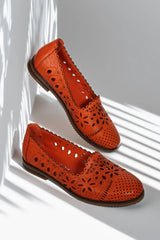 Balerini piele naturala Teresa Orange image 1