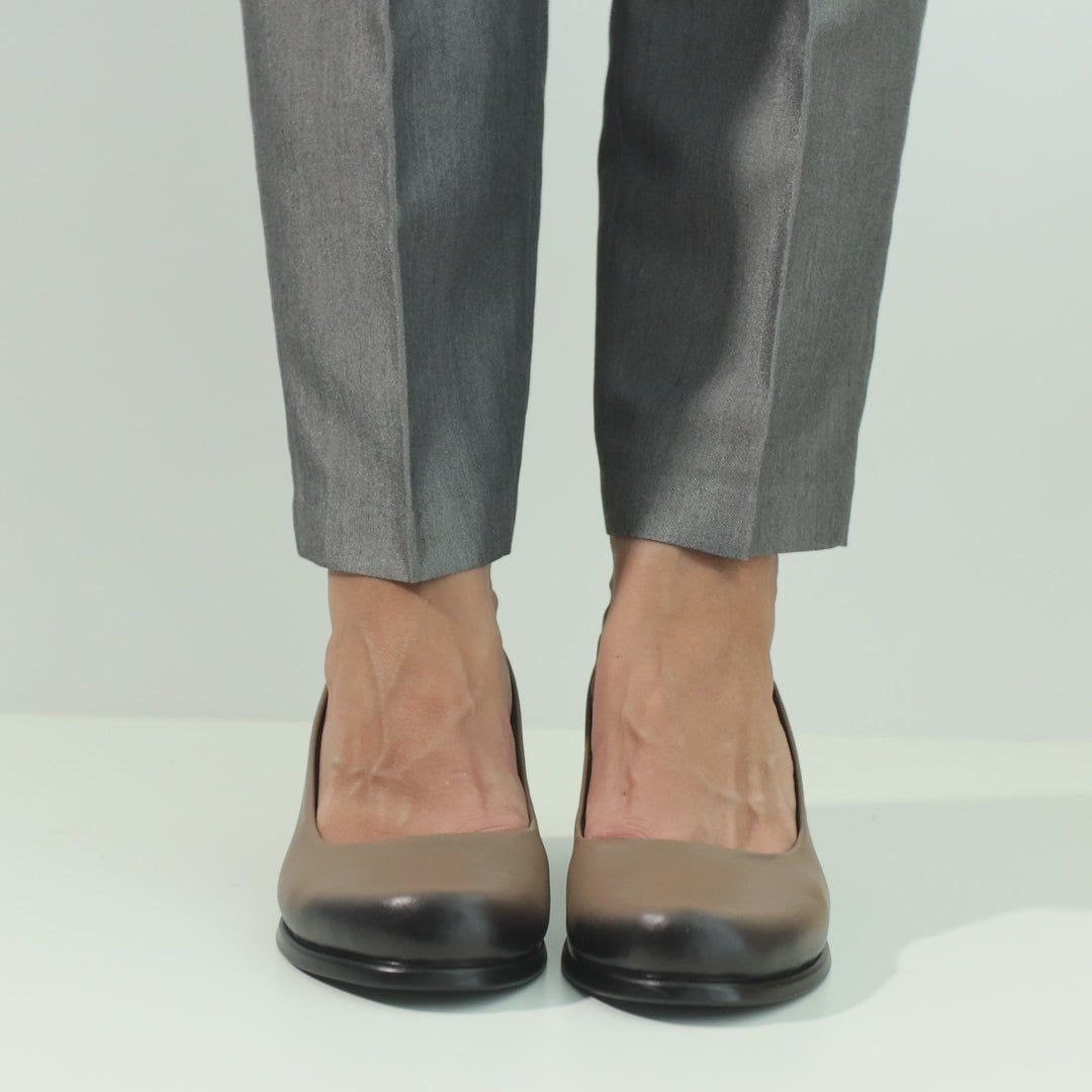 Pantofi dama cu toc clasic piele naturala Clarion Kaki