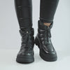 Women's Black Snow Boots with Zipper Made of Genuine Leather Pucioasa
